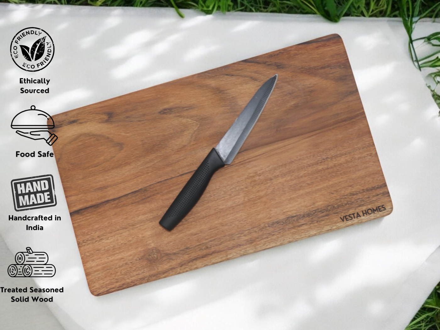 Aiden Large and Thick Single Block Acacia Wood Chopping Board