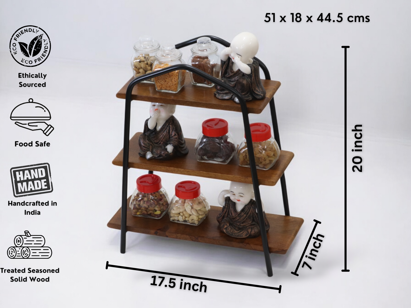 Canton Wooden and Iron 3 Tier Shelve