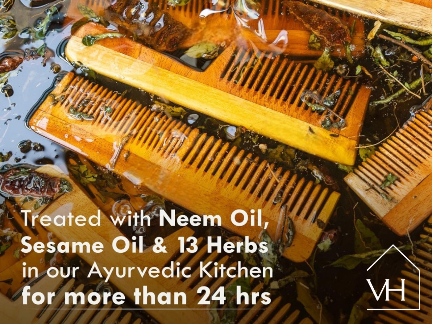 Veda Neem Wood Dual, Wide Tooth Comb | Set of 2