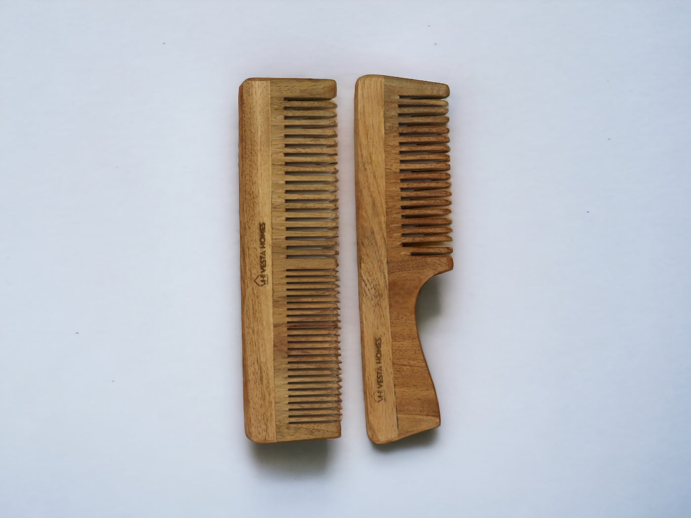 Veda Neem Wood Dual, Wide Tooth Comb | Set of 2