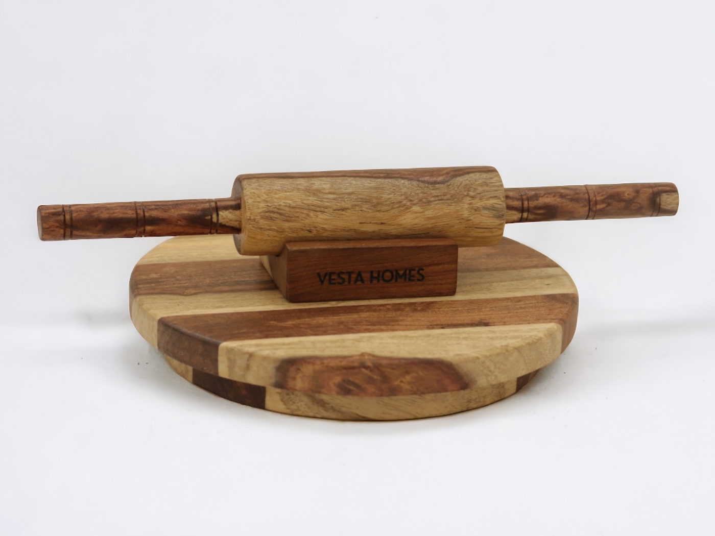 Cierra Wooden Chakla & Rolling Pin with Stand