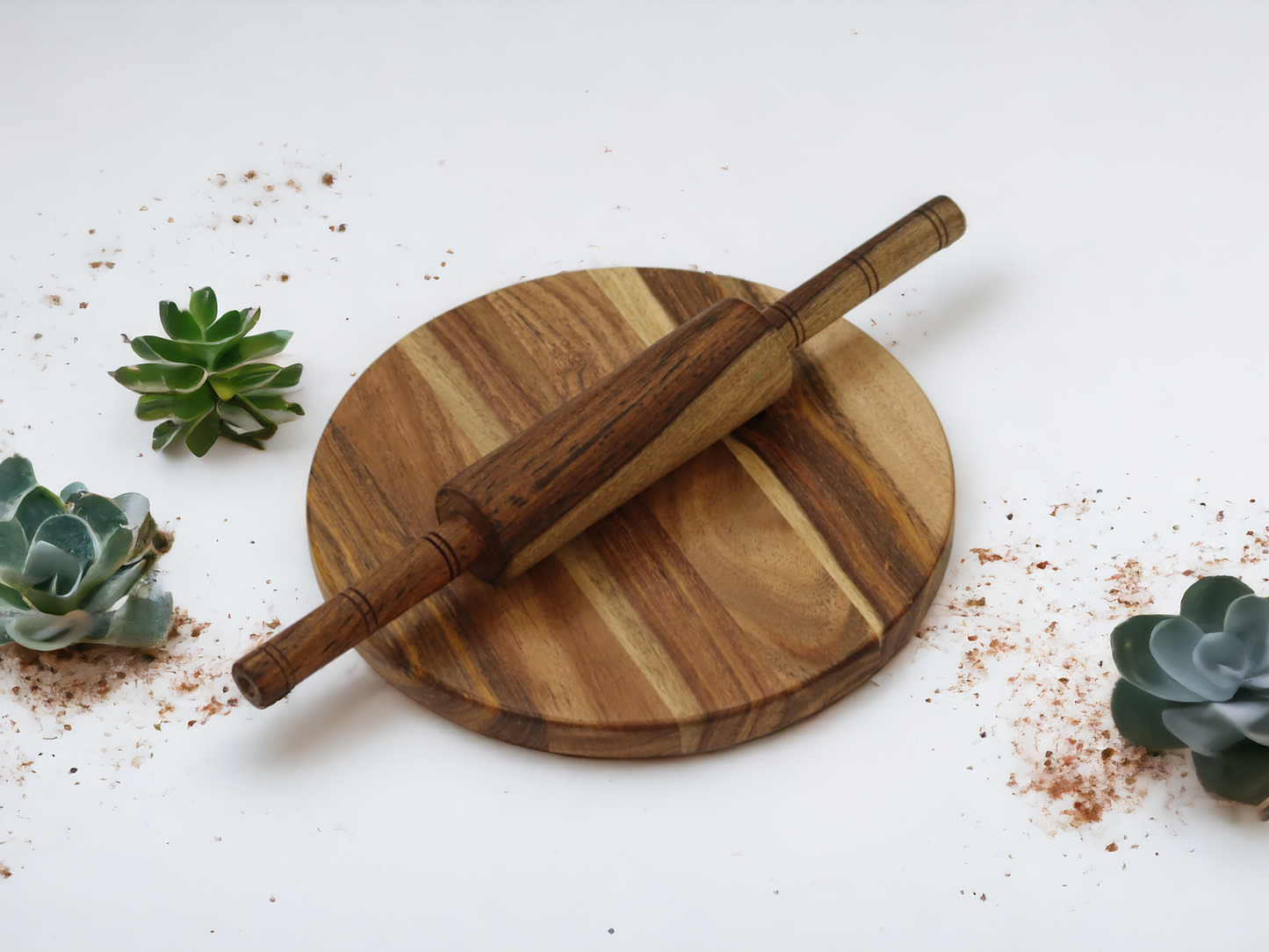 Cierra Wooden Chakla & Rolling Pin with Stand