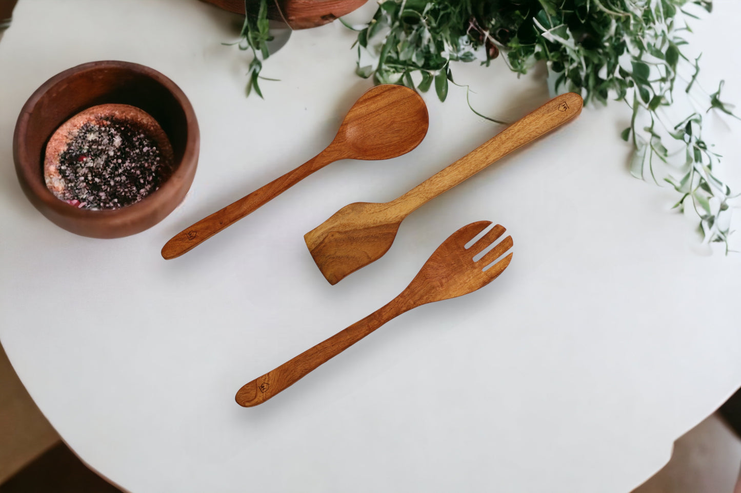 Neem Wood Kitchen Cooking Spoons Set of 3