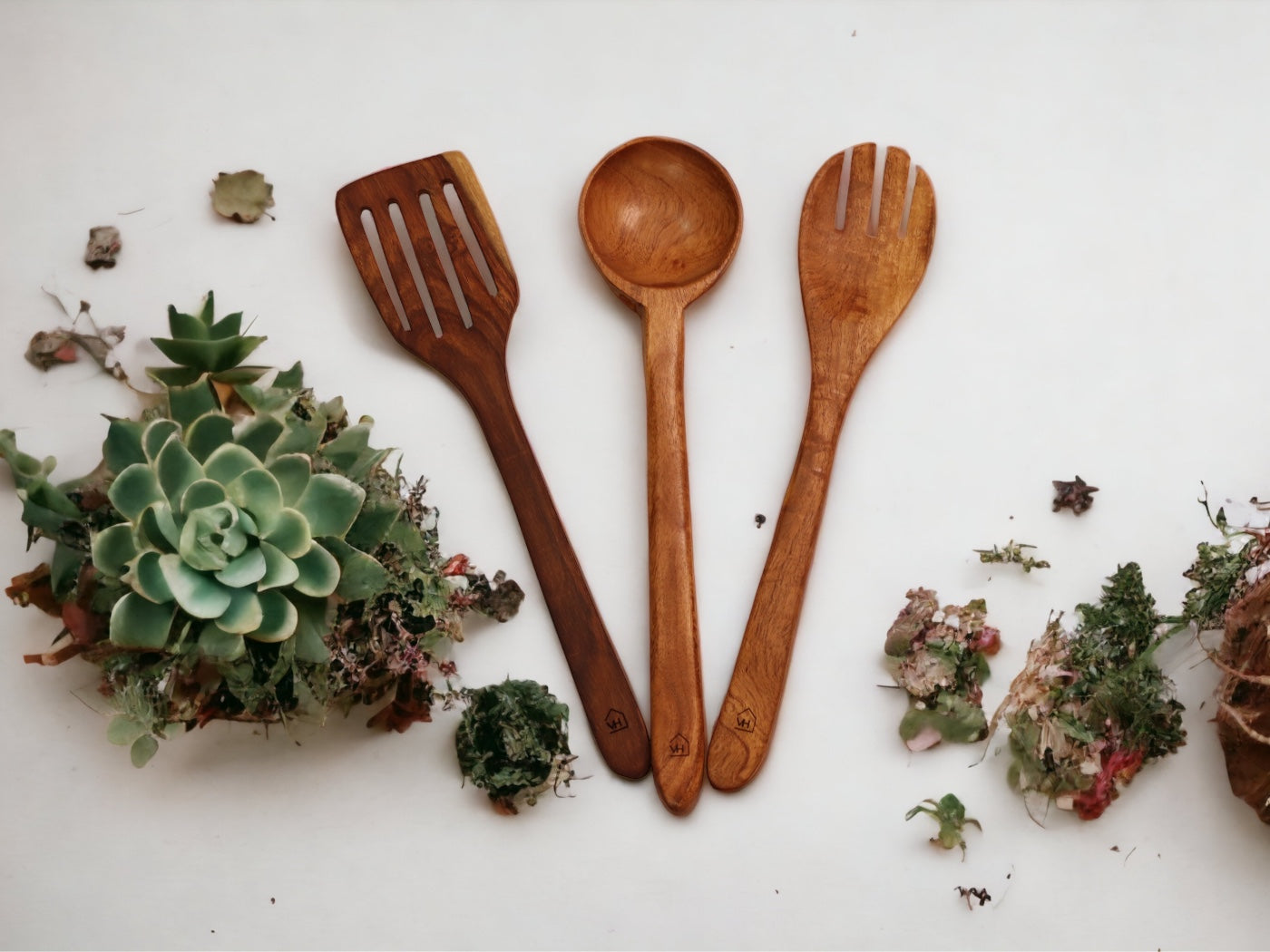 Neem Wood Kitchen Cooking Spoons Set of 3