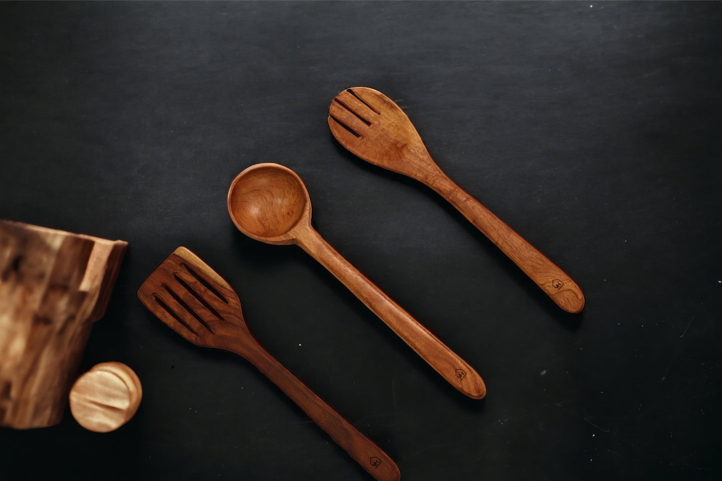 Neem Wood Kitchen Cooking Spoons Set of 3