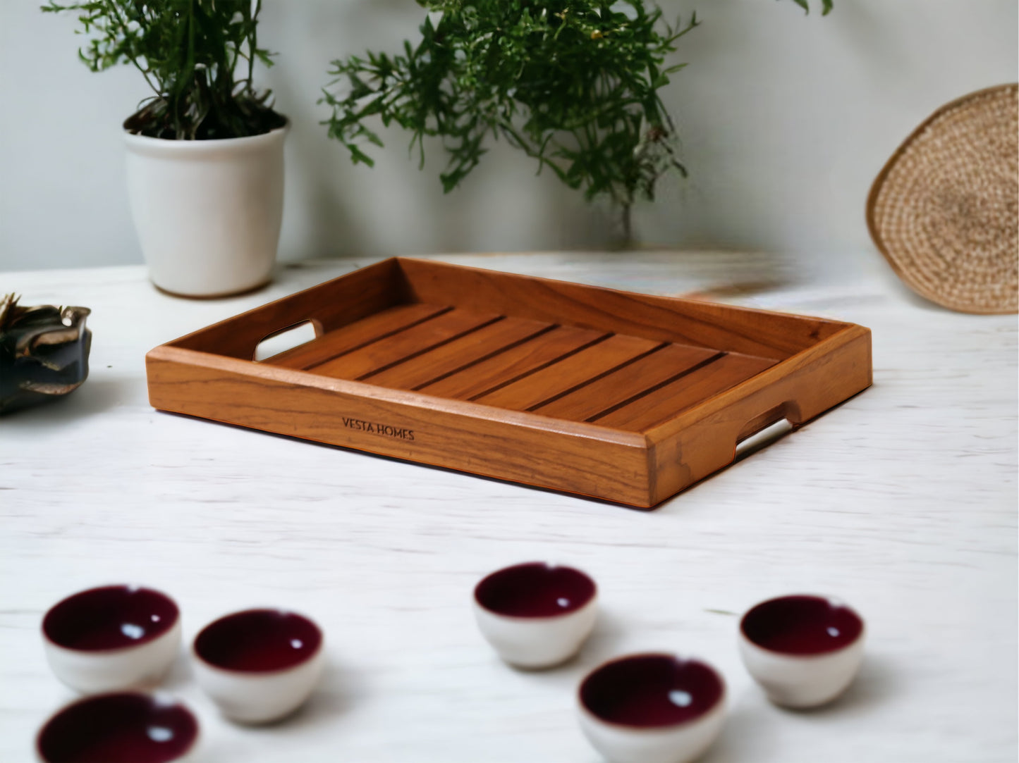 Rivika Large Teak Wood Tray