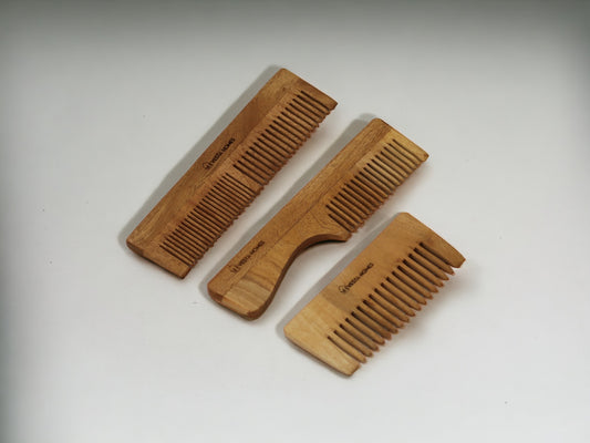 Set of 3 Veda Neem Wood Comb Set