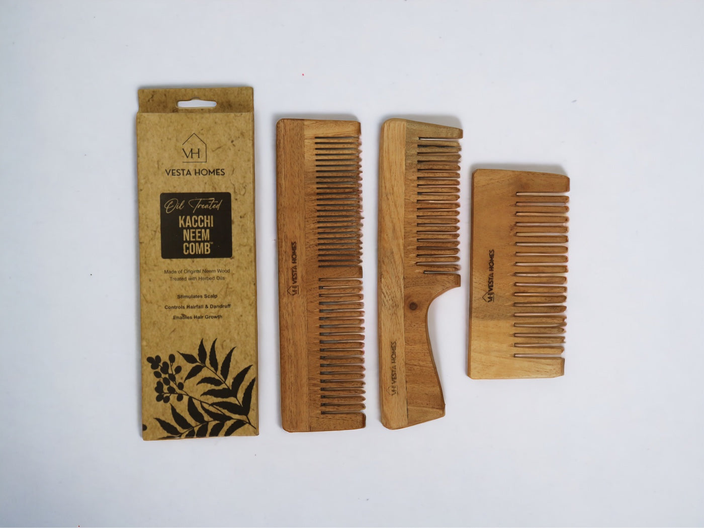 Set of 3 Veda Neem Wood Comb Set