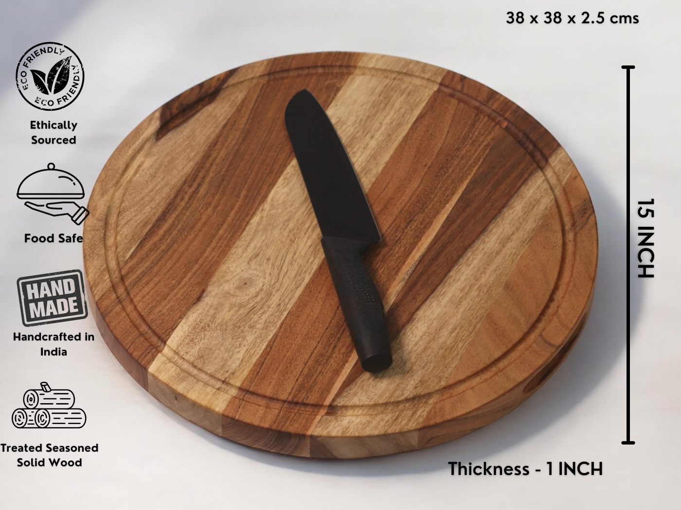 Cierra Round Edge Grain Cutting Board