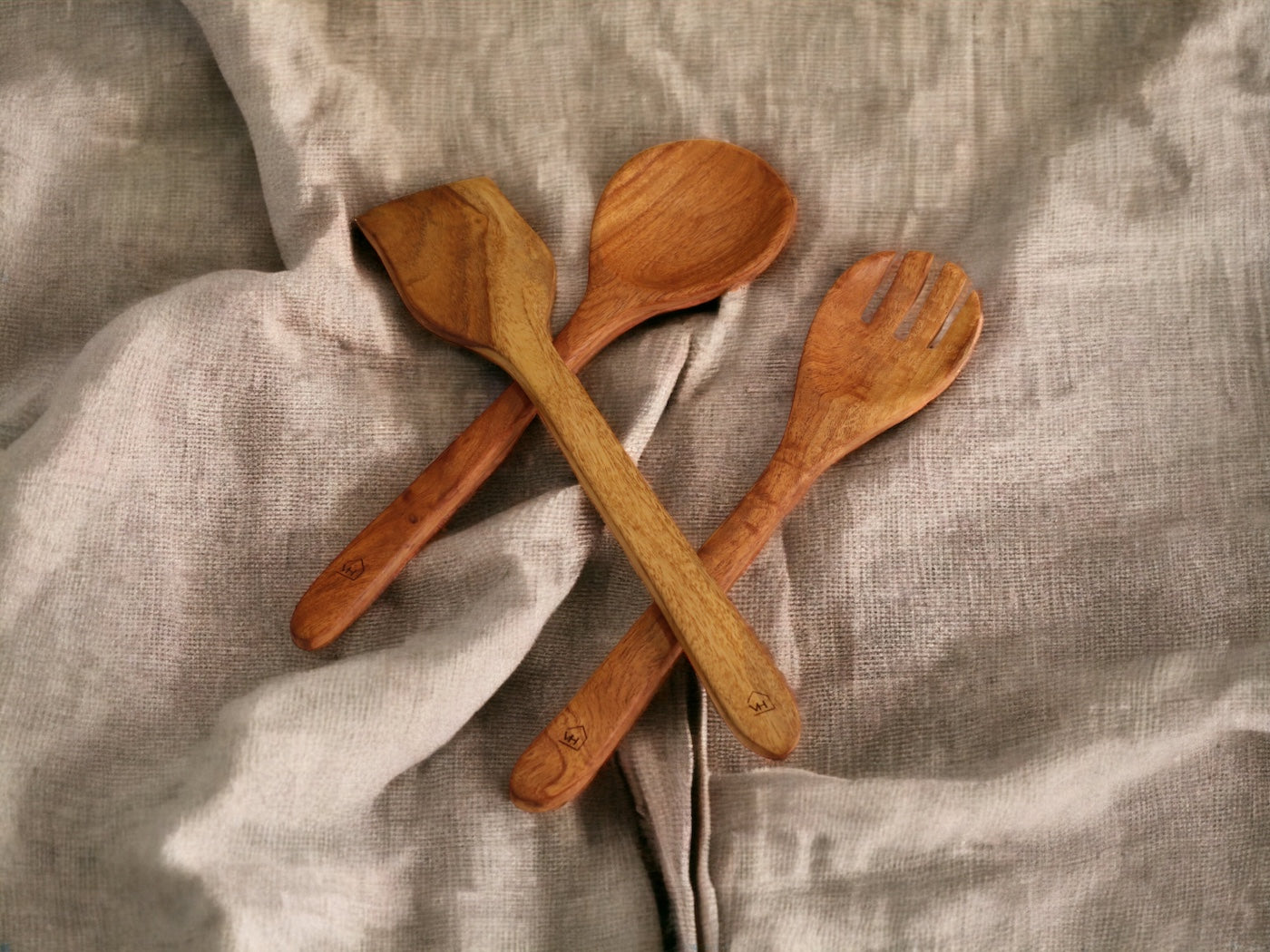 Neem Wood Kitchen Cooking Spoons Set of 3