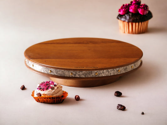 Alfa 360 Degree Large Rotating Wooden Cake Stand